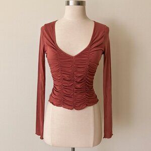 Vintage Forever 21 Sheer Longsleeved Rouched Top 90s Y2K Whimsy Fairy Size Small